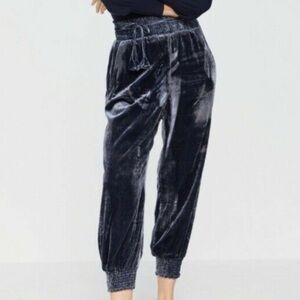 Anthropologie Gloria Velvet Joggers Blue Size XS Retail $128.00
